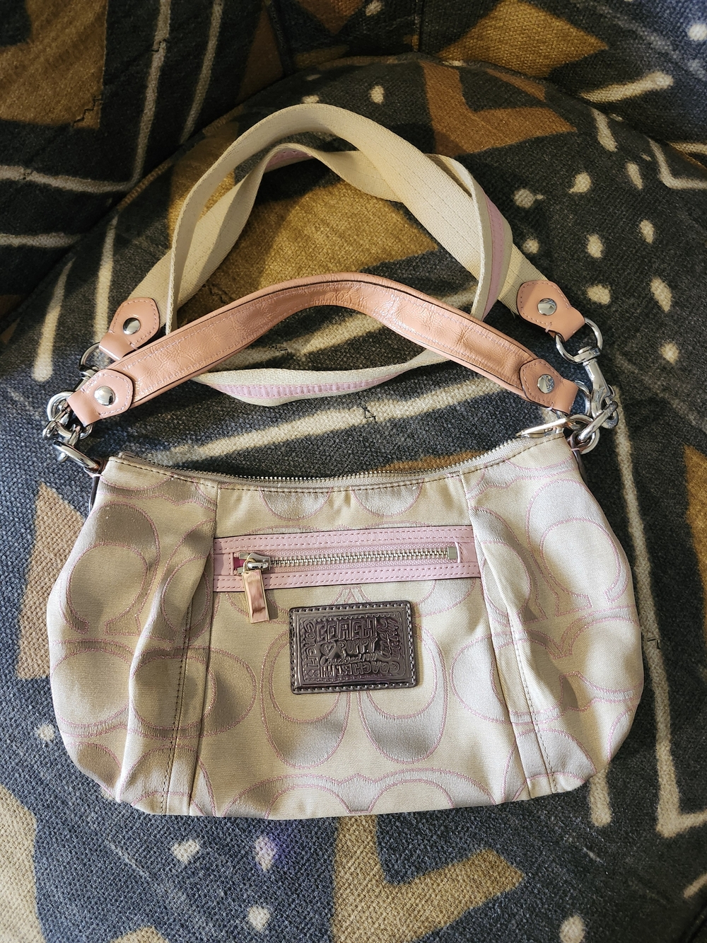 VTG Coach Poppy Groovy Pink Metallic Lurex Crossbody Bag Y2K Coquette F15293